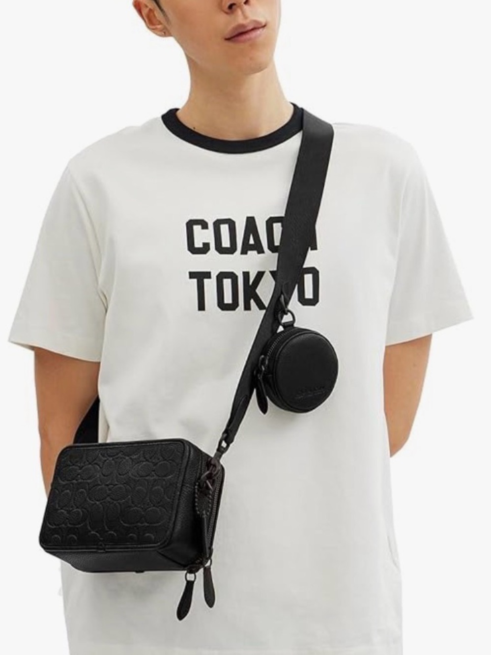 Coach,Charter Crossbody With Hybrid Pouch In Signature Leather, Black,new no tag